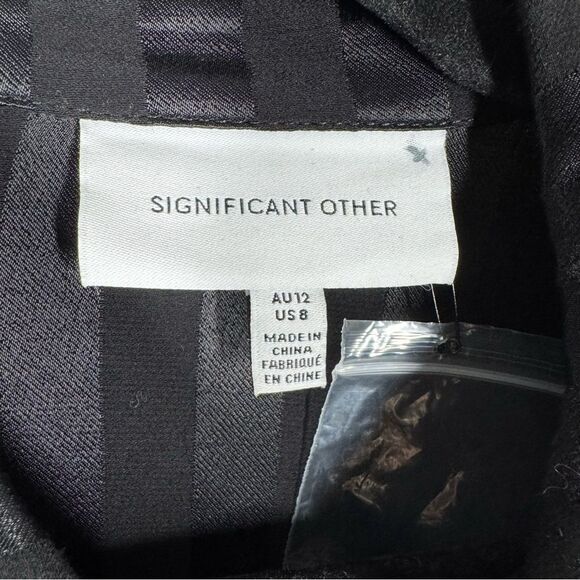 Significant Other Mini Shirt Dress Black Subtle Stripes Women’s Size 8 NWOT - Picture 4 of 9